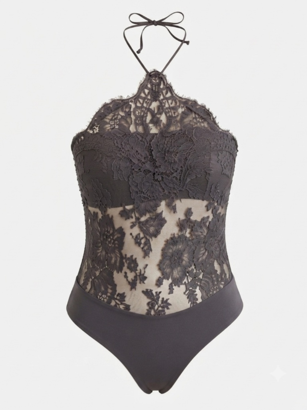 La Perla Taupe Lace Halter Bodysuit Size XS Sheer Floral Intimates